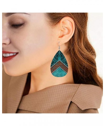 Faux Leather Teardrop Earrings For Teen Girls Women Drop Dangle Earrings Gift Blue Green Snakeskin $6.65 Earrings