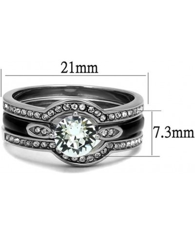 Her and His 4 Piece Silver and Black Stainless Steel and Titanium Wedding Ring Band Set Size Women's 05 Men's 09 $20.50 Sets