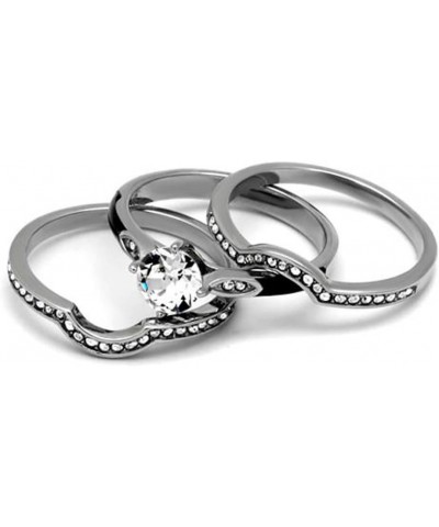 Her and His 4 Piece Silver and Black Stainless Steel and Titanium Wedding Ring Band Set Size Women's 05 Men's 09 $20.50 Sets