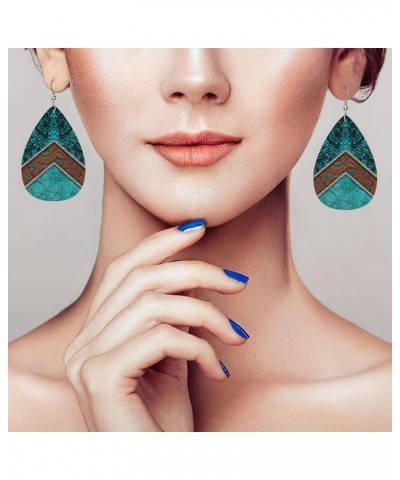 Faux Leather Teardrop Earrings For Teen Girls Women Drop Dangle Earrings Gift Blue Green Snakeskin $6.65 Earrings