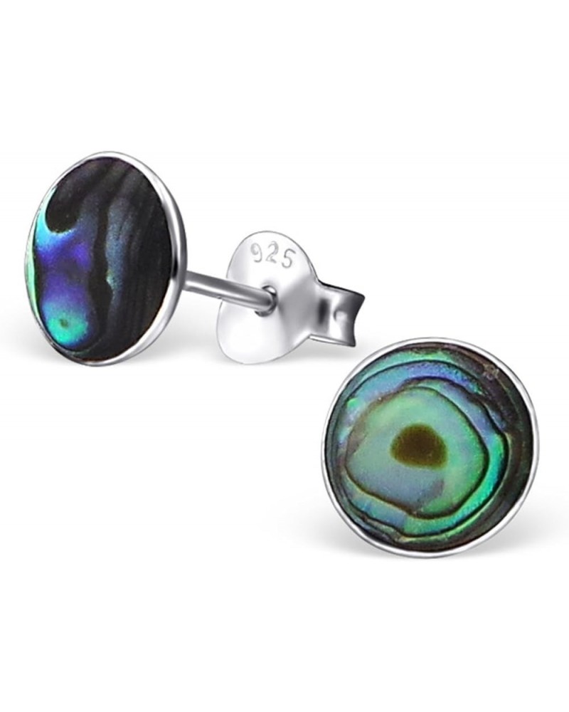 Abalone Shell Stud Earrings Round Shape Sterling Silver 925 6mm Abalone(21870) $9.25 Earrings