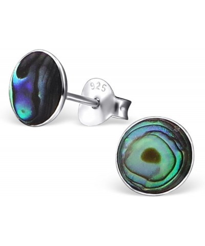 Abalone Shell Stud Earrings Round Shape Sterling Silver 925 6mm Abalone(21870) $9.25 Earrings