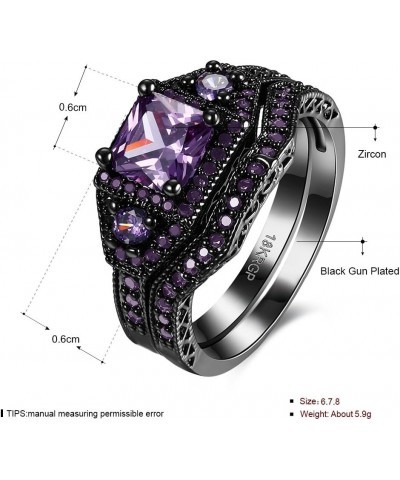 18K Gold Black Gun Plated Fashion Set Ring AAA Zirconia Women B322 18K Gold Plated Black/Purple $7.94 Rings