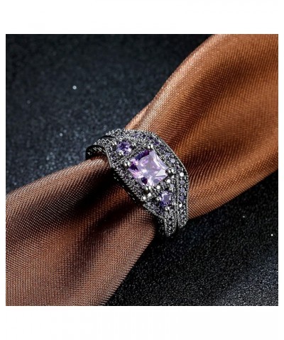 18K Gold Black Gun Plated Fashion Set Ring AAA Zirconia Women B322 18K Gold Plated Black/Purple $7.94 Rings