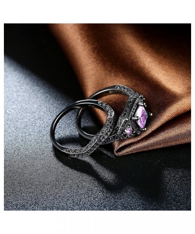 18K Gold Black Gun Plated Fashion Set Ring AAA Zirconia Women B322 18K Gold Plated Black/Purple $7.94 Rings