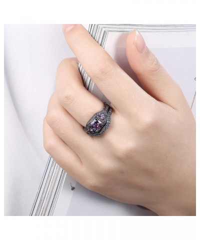 18K Gold Black Gun Plated Fashion Set Ring AAA Zirconia Women B322 18K Gold Plated Black/Purple $7.94 Rings