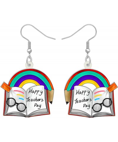 Dangle Novelty Funny Teacher Book Pencil Earrings Acrylic Back to School Jewelry For Women Girl Kids Gifts Charms Multi $6.50...