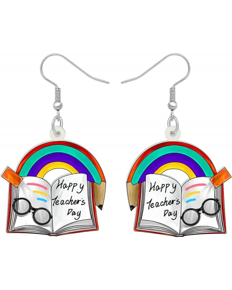 Dangle Novelty Funny Teacher Book Pencil Earrings Acrylic Back to School Jewelry For Women Girl Kids Gifts Charms Multi $6.50...