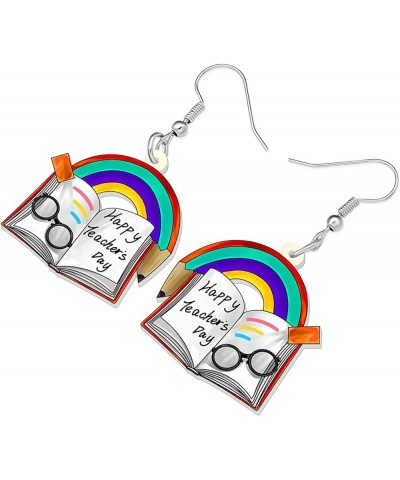 Dangle Novelty Funny Teacher Book Pencil Earrings Acrylic Back to School Jewelry For Women Girl Kids Gifts Charms Multi $6.50...