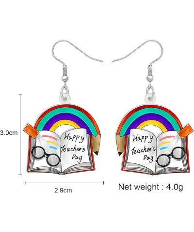 Dangle Novelty Funny Teacher Book Pencil Earrings Acrylic Back to School Jewelry For Women Girl Kids Gifts Charms Multi $6.50...