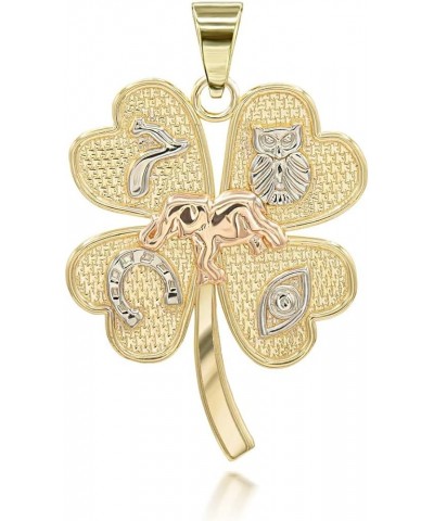 Certified 10k Gold Four-Leaf Clover Lucky Charm Pendant Tri-Color Gold $108.49 Necklaces