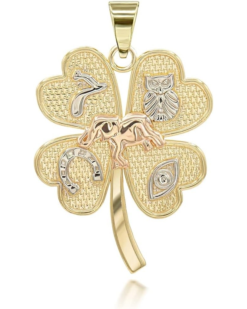 Certified 10k Gold Four-Leaf Clover Lucky Charm Pendant Tri-Color Gold $108.49 Necklaces