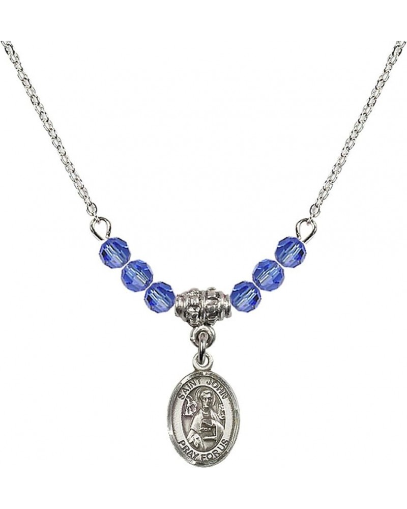 September Birth Month Bead Necklace with Catholic Patron Saint Petite Charm, 18 Inch Saint John the Apostle $27.25 Necklaces