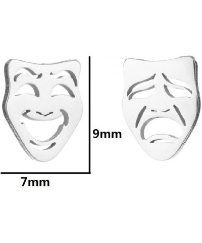 Funny Hollow Out Asymmetric Cry Smile Gothic Minimalist Cute Mini Stud Earrings for Women Girls Boys Stainless Steel Tiny Car...