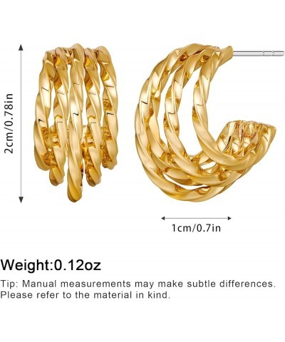 Chunky Gold Hoop Earrings for Women Gold Huggie Earrings Triple Open Hoop Earrings Women Hoop D $7.55 Earrings