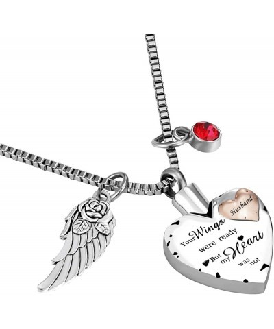 Cremation Urn Necklace Comes With Angel Wing And 12 Birthstones Ashes Jewelry Heart Memorial Pendant Husband $9.89 Necklaces