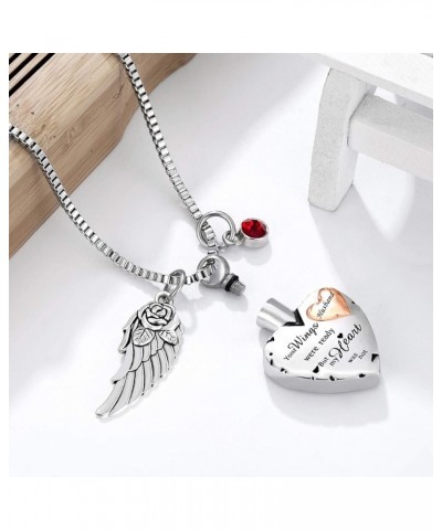 Cremation Urn Necklace Comes With Angel Wing And 12 Birthstones Ashes Jewelry Heart Memorial Pendant Husband $9.89 Necklaces