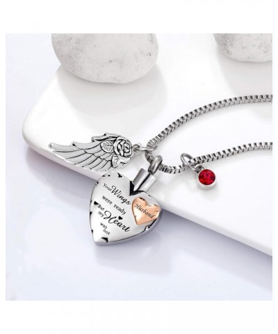 Cremation Urn Necklace Comes With Angel Wing And 12 Birthstones Ashes Jewelry Heart Memorial Pendant Husband $9.89 Necklaces