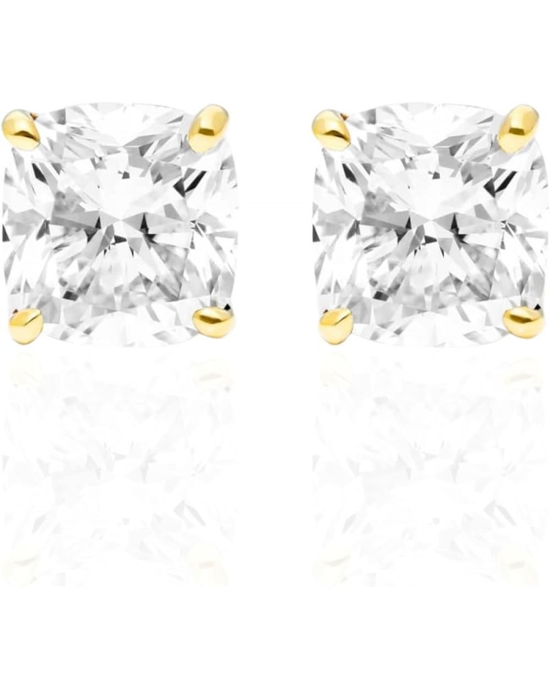 1/2 to 2.00 Carat Lab Grown Diamond Earring Stud Cushion Cut Shape for Women Solitaire (E-F, VS), 4 Prong Gold Basket Push Ba...