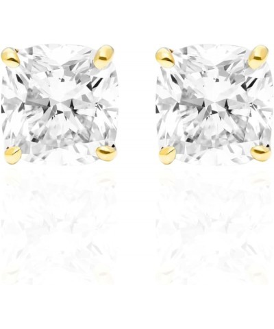 1/2 to 2.00 Carat Lab Grown Diamond Earring Stud Cushion Cut Shape for Women Solitaire (E-F, VS), 4 Prong Gold Basket Push Ba...