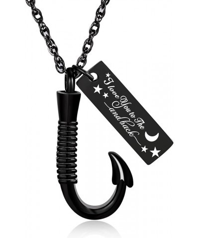 Fish hook Cremation Urn Pendant Memorial Necklace for ashes Fish Urn cremation necklace Black-Love you to the moon & back $9....